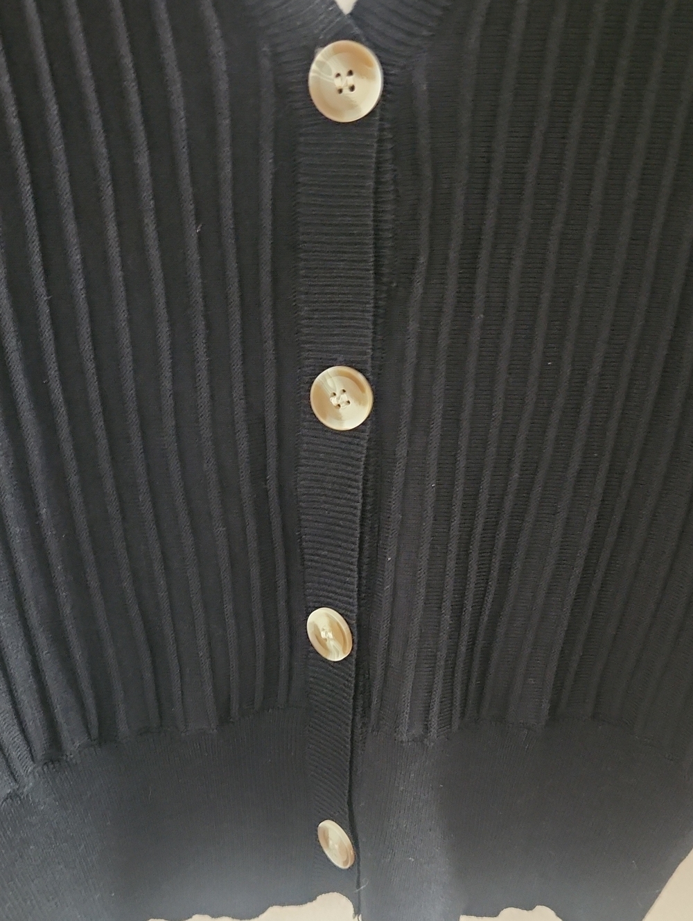 Pinque Maxine Black Ribbed V-Neck Button Cardigan - Picture 3 of 6